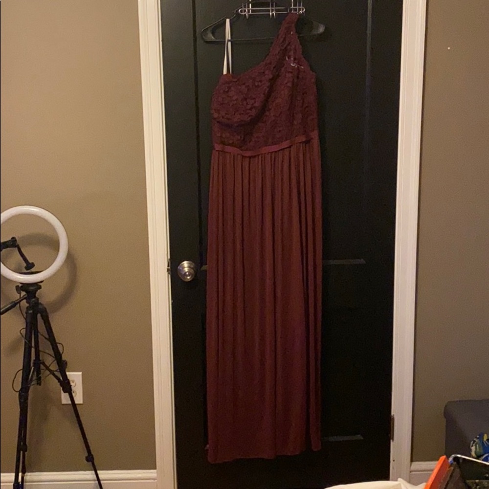 One shoulder lace bridesmaid dress